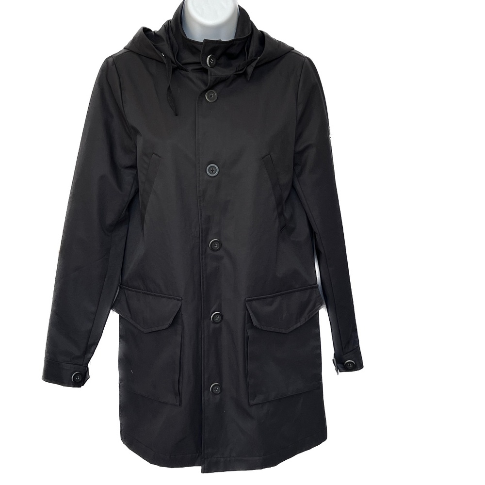Noel Asmar Jacket Coat Black Button up & Zipper Equestrian Rain Coat Size XXS